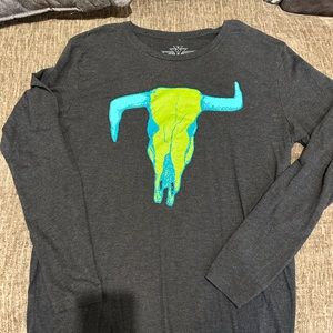 Crazy Train soft bull skull Tee size L